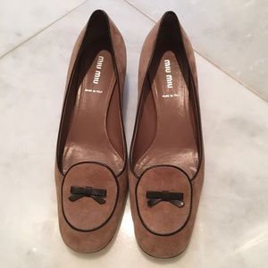 Miu Miu Suede Ballet Block Heels